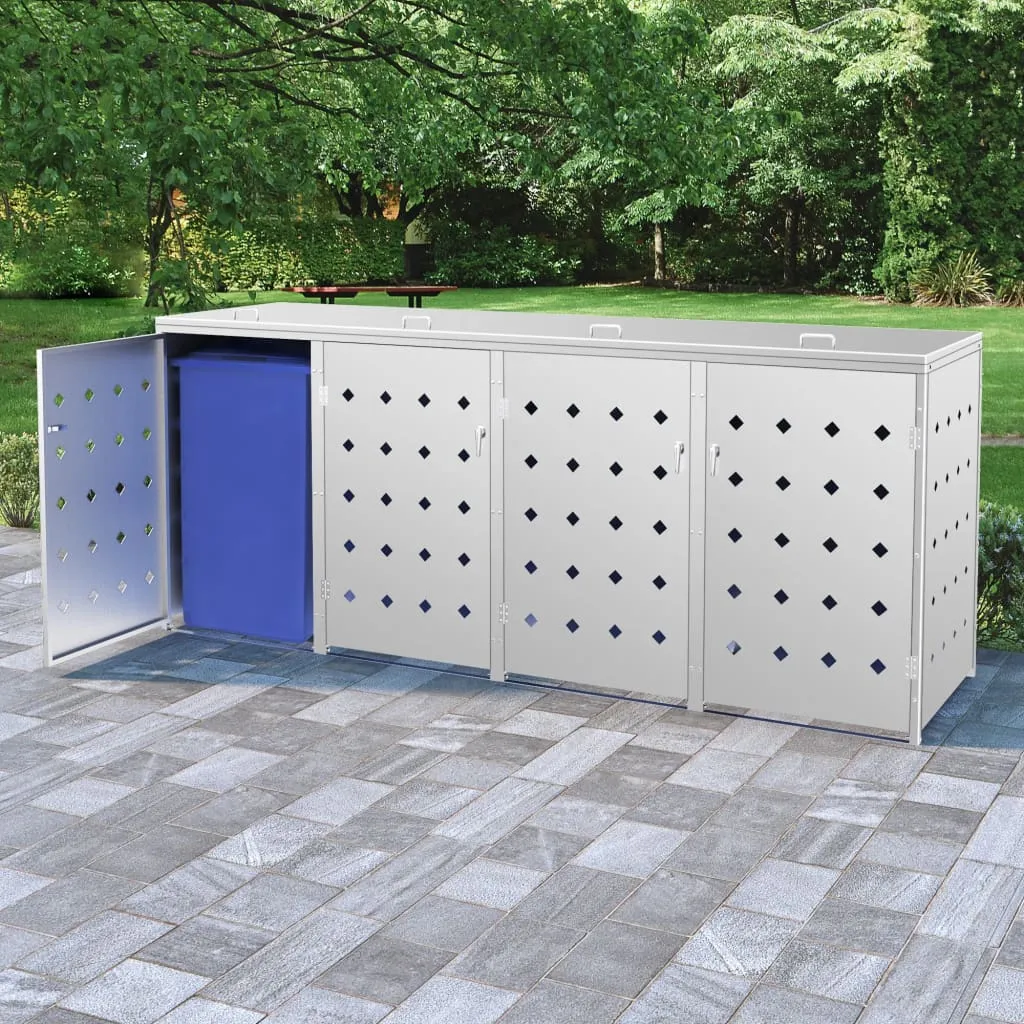 Mall® BESTESELLER Mülltonnenbox für 4 Tonnen 240 L Edelstahl, mit zeitlosen Stil, Einfach zu installieren